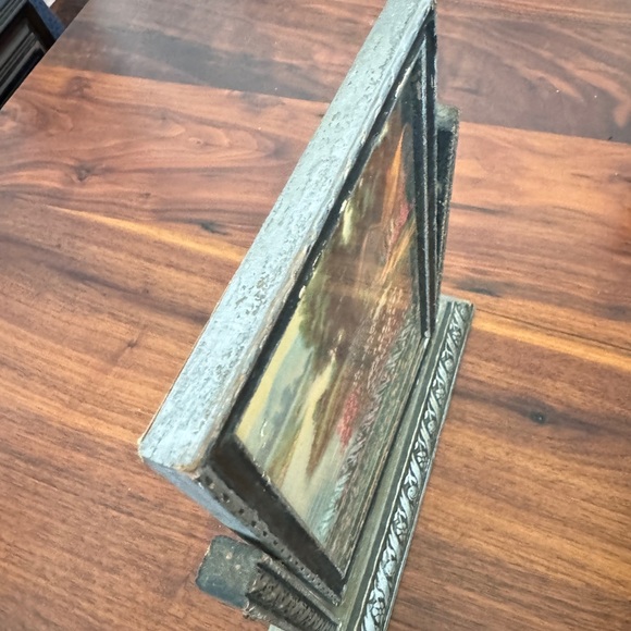 Tilt Swing Picture Frame Antique Art Deco Swinging Tabletop Carved Wood W Photo - Picture 16 of 16